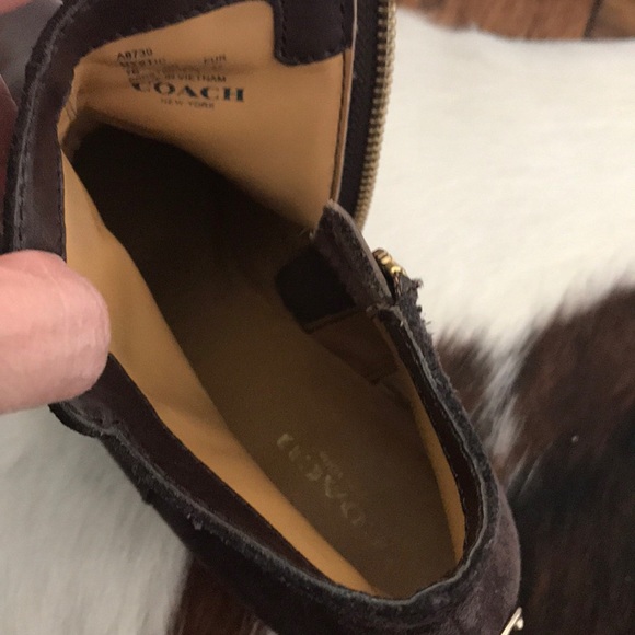 Coach Mystic Wedge Bootie Brown Leather Suede Zip - Picture 8 of 8